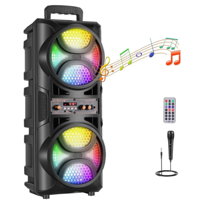 Caixa de Som Portátil Sem Fio Bluetooth com Microfone com Fio e Controle Remoto